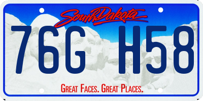 SD license plate 76GH58