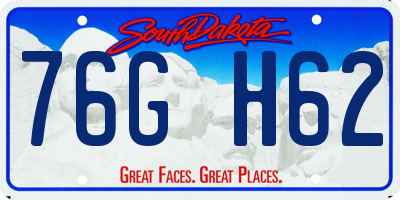 SD license plate 76GH62