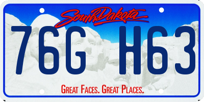 SD license plate 76GH63