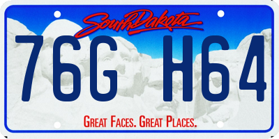 SD license plate 76GH64