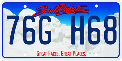 SD license plate 76GH68