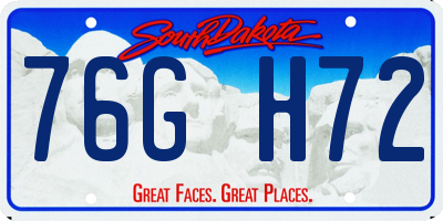 SD license plate 76GH72