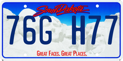 SD license plate 76GH77
