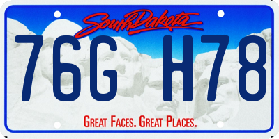 SD license plate 76GH78