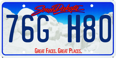 SD license plate 76GH80