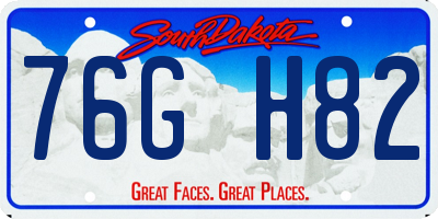 SD license plate 76GH82
