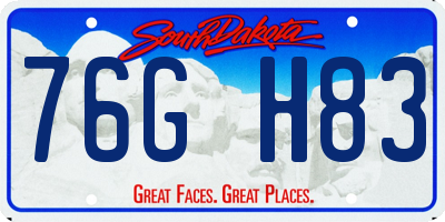 SD license plate 76GH83