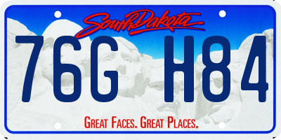 SD license plate 76GH84