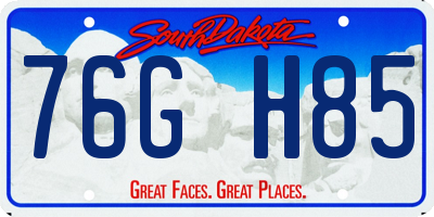SD license plate 76GH85