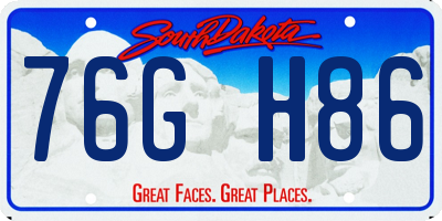 SD license plate 76GH86