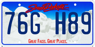 SD license plate 76GH89