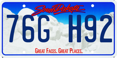 SD license plate 76GH92