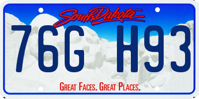 SD license plate 76GH93