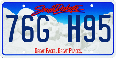 SD license plate 76GH95