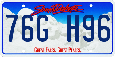 SD license plate 76GH96