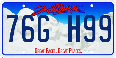 SD license plate 76GH99
