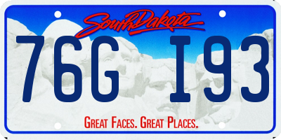 SD license plate 76GI93