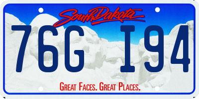 SD license plate 76GI94