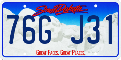 SD license plate 76GJ31