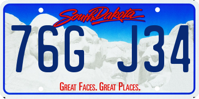SD license plate 76GJ34