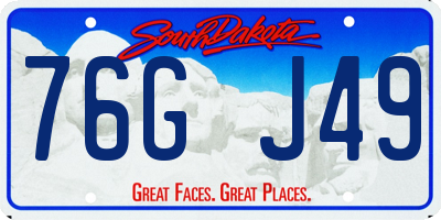 SD license plate 76GJ49