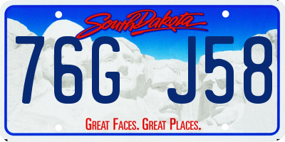 SD license plate 76GJ58