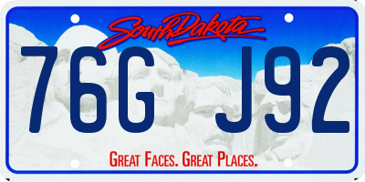 SD license plate 76GJ92