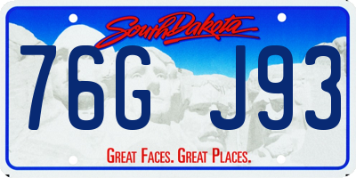 SD license plate 76GJ93