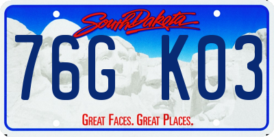 SD license plate 76GK03