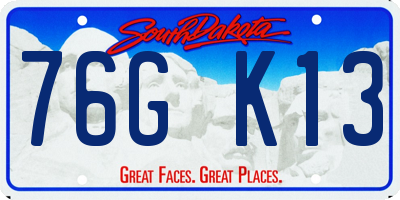 SD license plate 76GK13