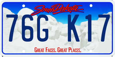 SD license plate 76GK17