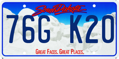 SD license plate 76GK20