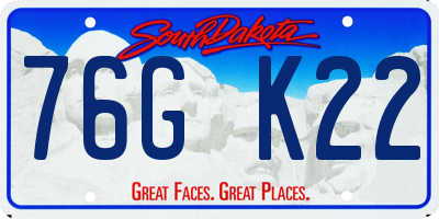SD license plate 76GK22
