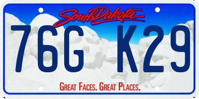 SD license plate 76GK29