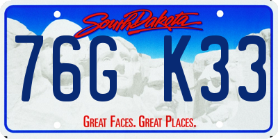 SD license plate 76GK33