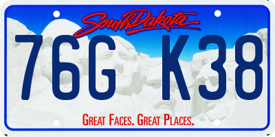 SD license plate 76GK38