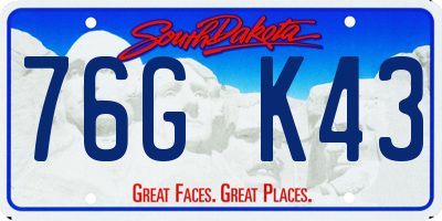 SD license plate 76GK43