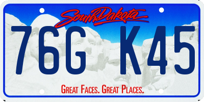 SD license plate 76GK45