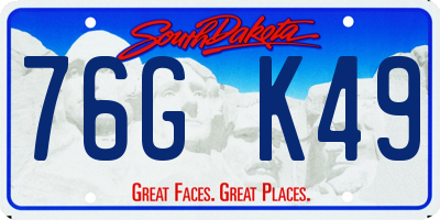 SD license plate 76GK49