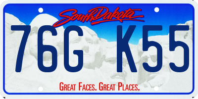 SD license plate 76GK55