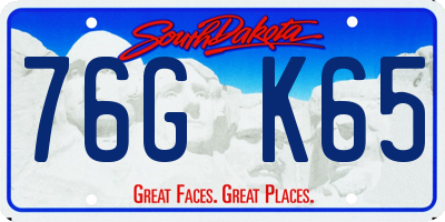 SD license plate 76GK65