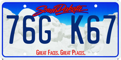 SD license plate 76GK67