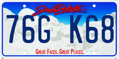 SD license plate 76GK68