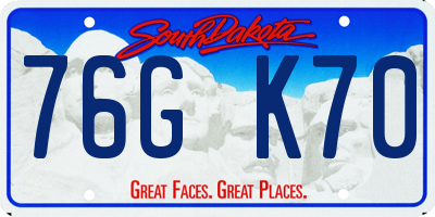 SD license plate 76GK70