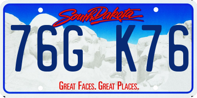 SD license plate 76GK76