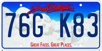 SD license plate 76GK83