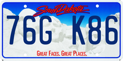 SD license plate 76GK86