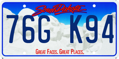 SD license plate 76GK94