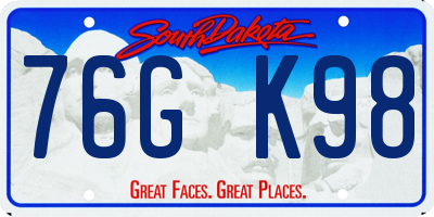SD license plate 76GK98