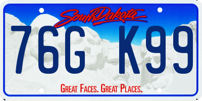 SD license plate 76GK99